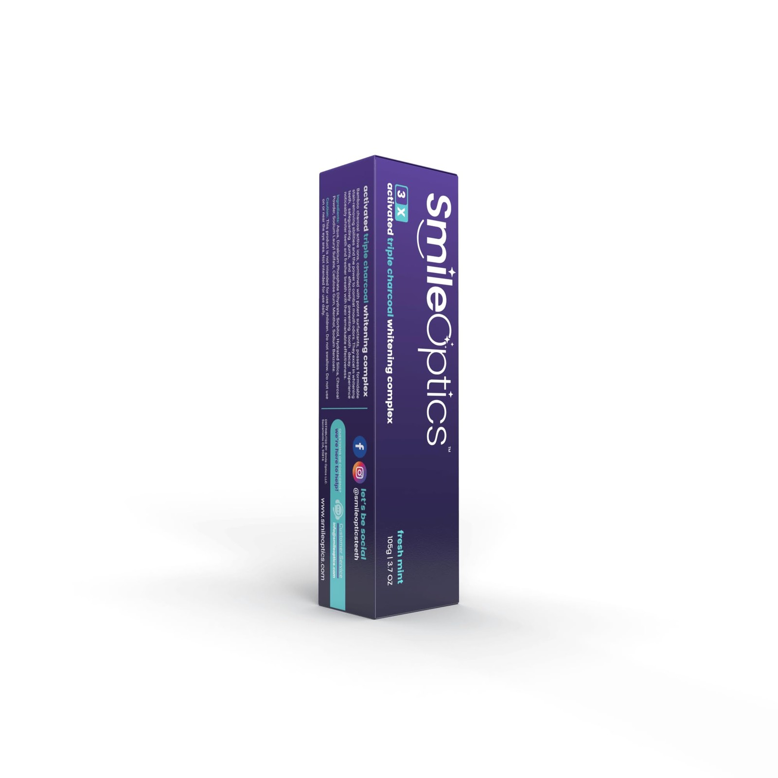 SmileOptics Activated Triple Charcoal Toothpaste 3X - 3.7 Ounce (Pack of 1)