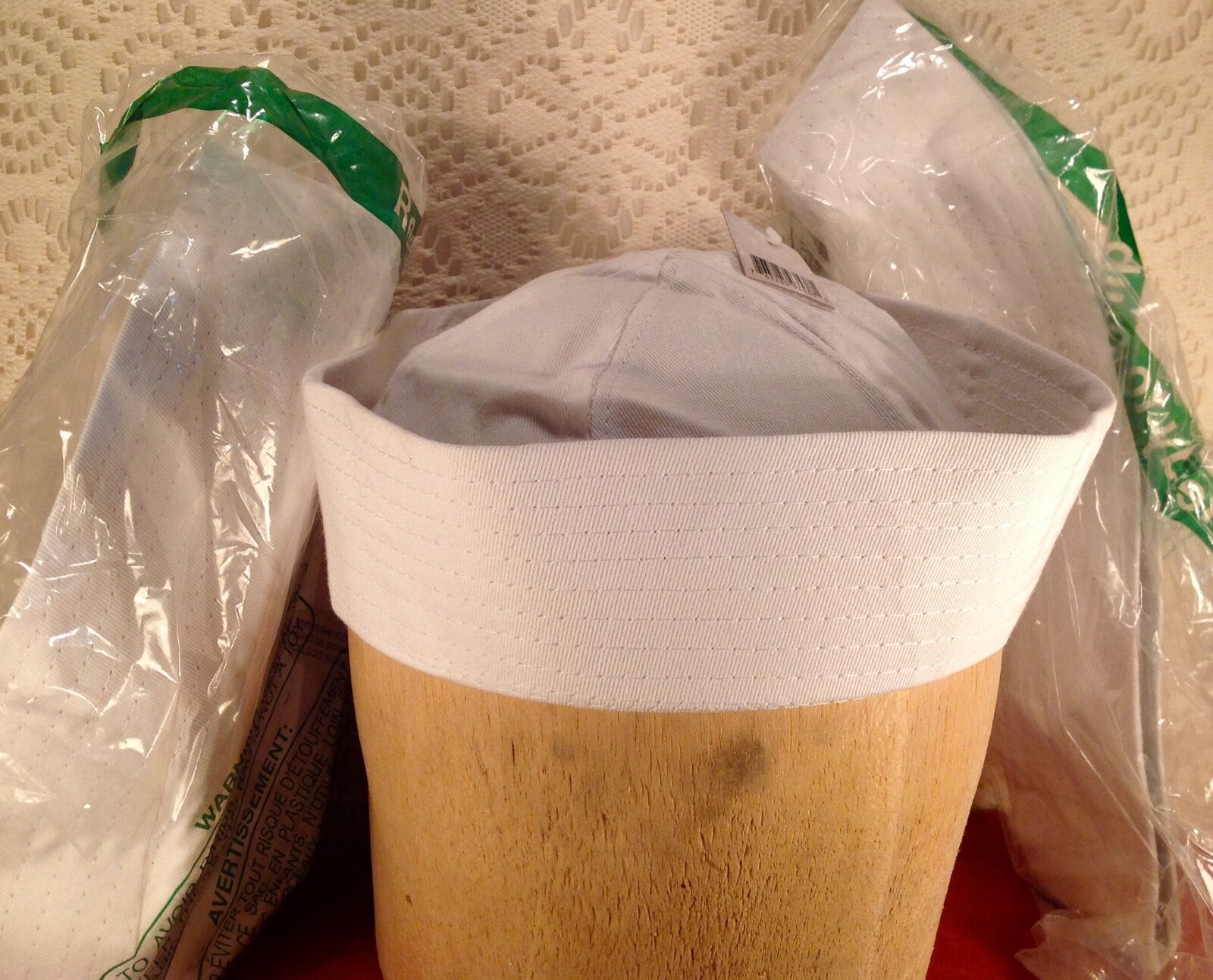 Lot of 3 Jacobson Hats White Cotton SAILORS Cap Halloween Gasparilla MEDIUM Size
