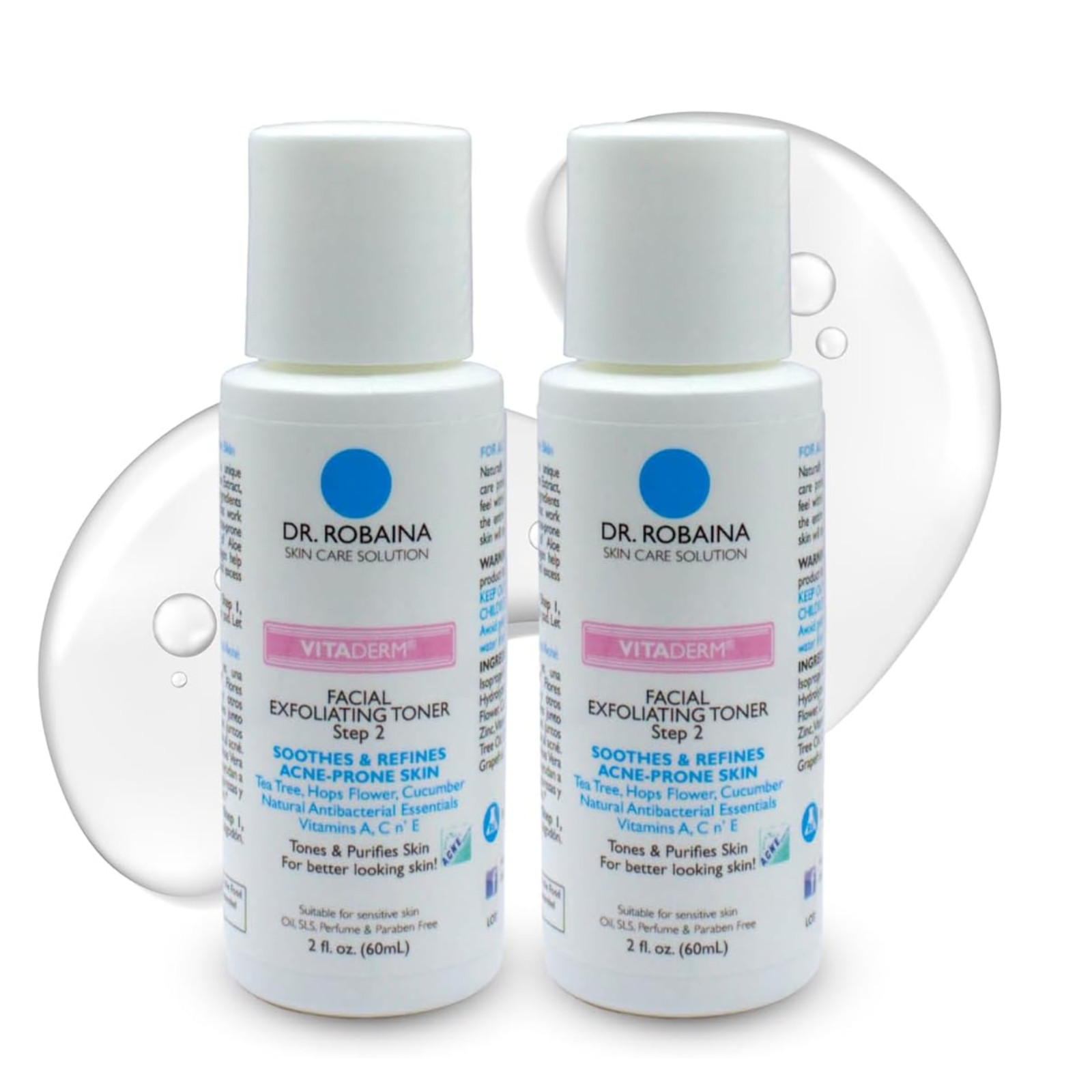Dr. Robaina Exfoliating Facial Toner 2 fl oz – Refreshing Blend (2-PacK)