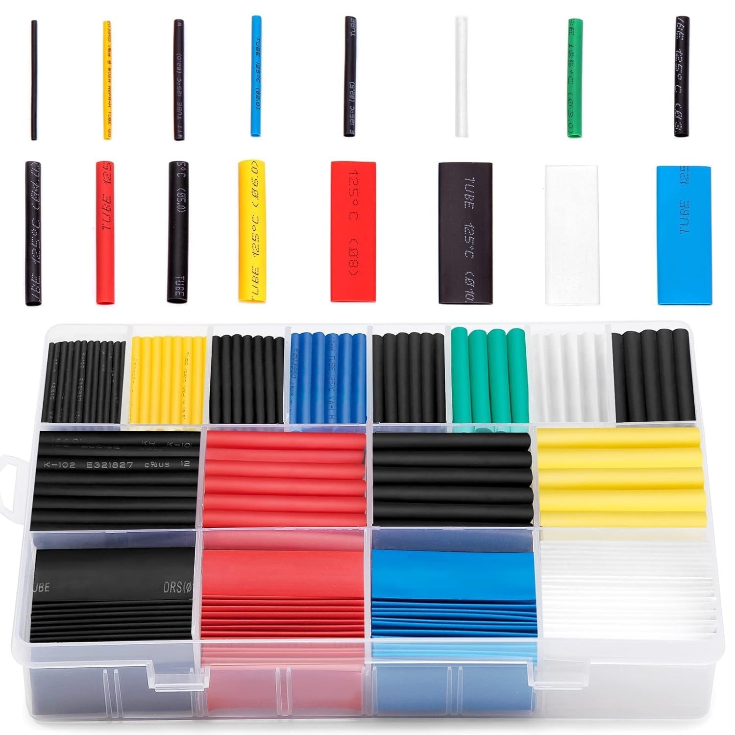 Ginsco 580 pcs 2:1 Heat Shrink Tubing Kit 6 Colors 11 Sizes Assorted Sleeving...