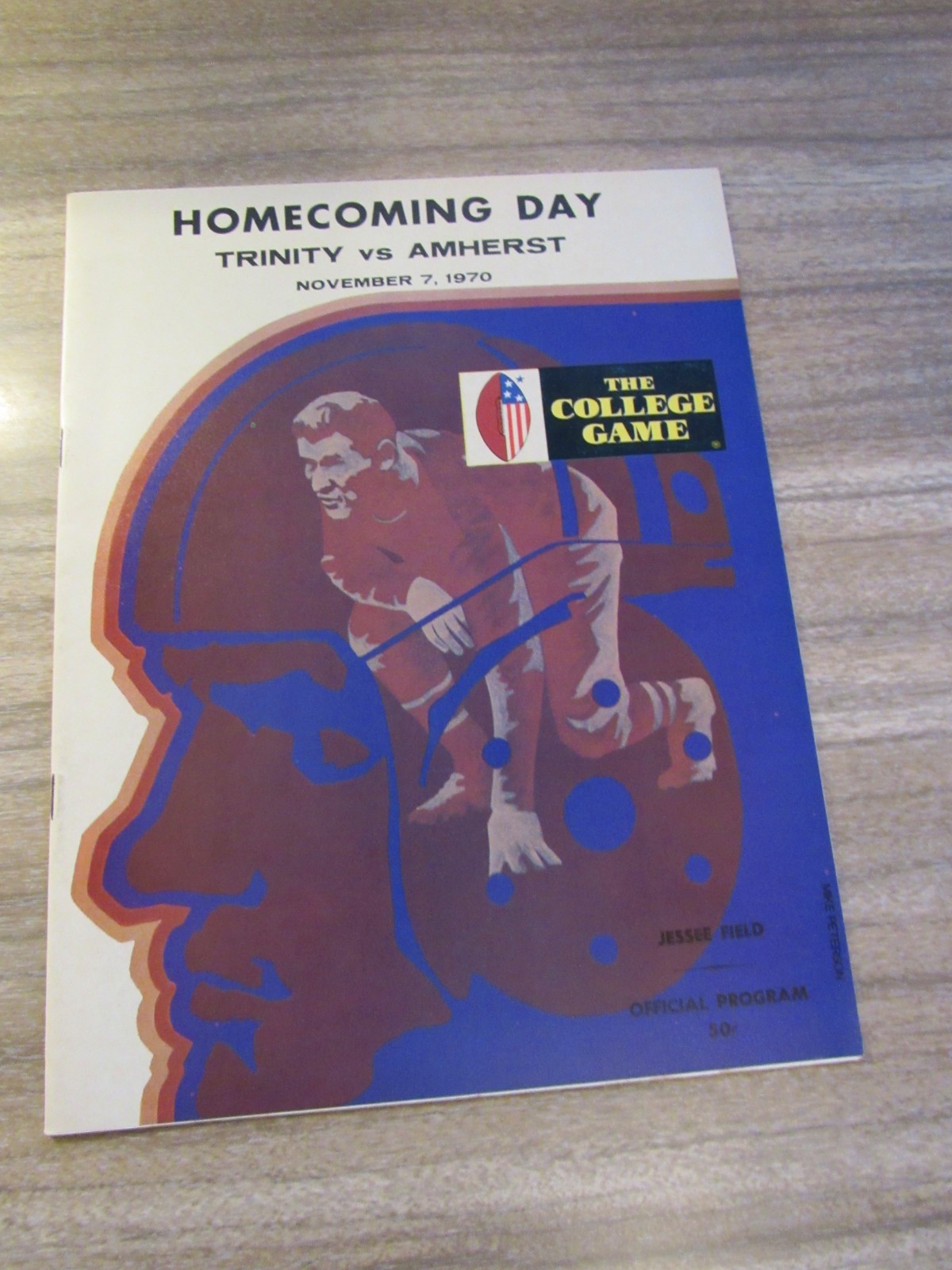 1970 Football Program Trinity Hilltoppers vs. Amherst