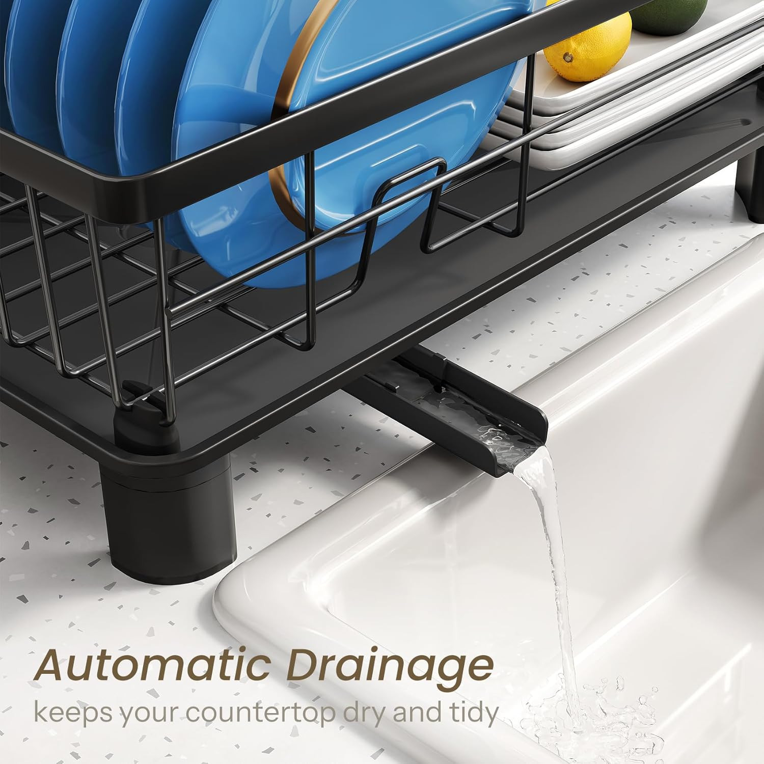 Dish Drying Rack - Space-Saving Dish Rack for Kitchen Counter, Stainless Steel D