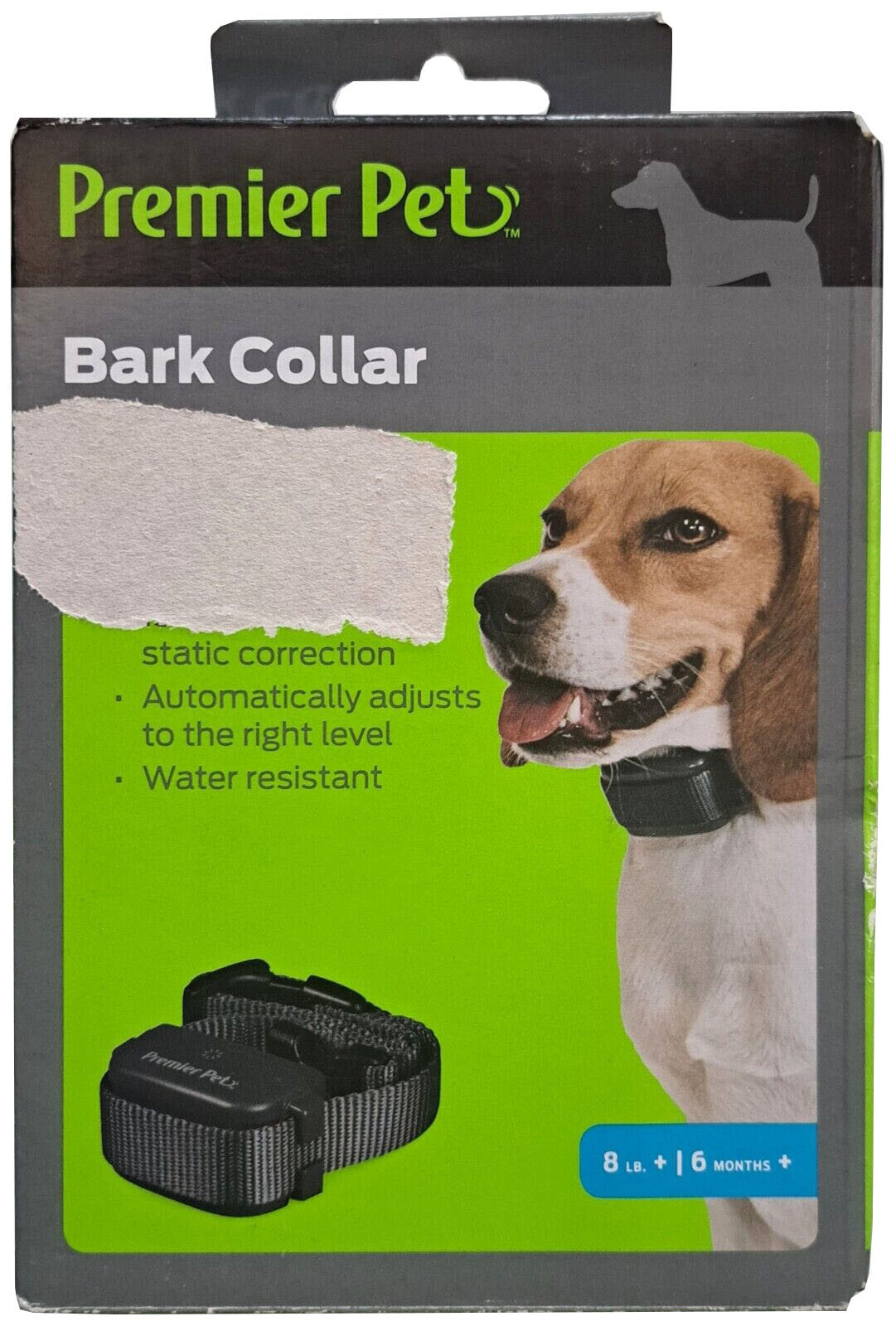 Bark Collar 8lb & Up 6 Months+ Water Resistant Premier Pet New Open Box