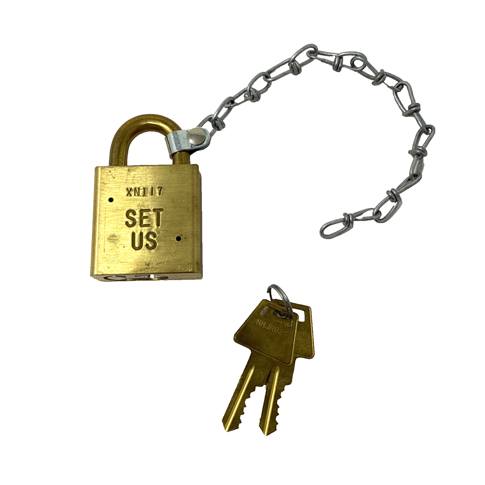 Genuine American Lock Vintage Model Wide Solid Brass Body Padlock With Chain