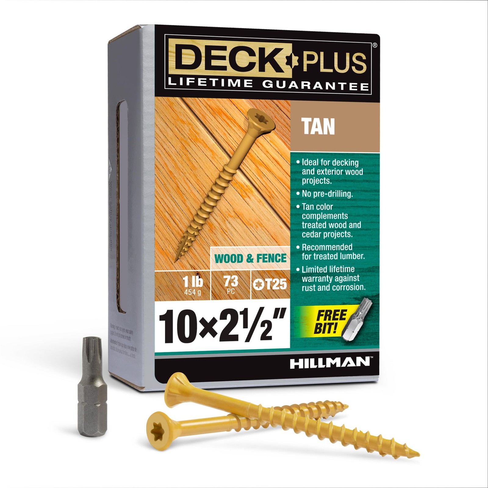 Deck Plus 2-1/2 Inch Epoxy Coated Exterior Wood and Fence Screws #10 x 2-1/2"...