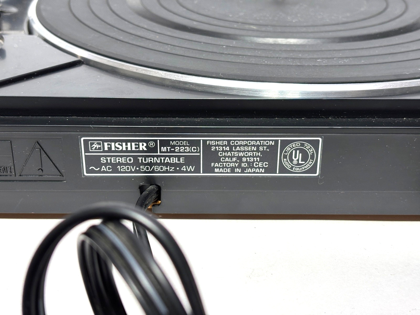 Fisher MT-223C Semi-Automatic Turntable Record Player Tested Working Japan