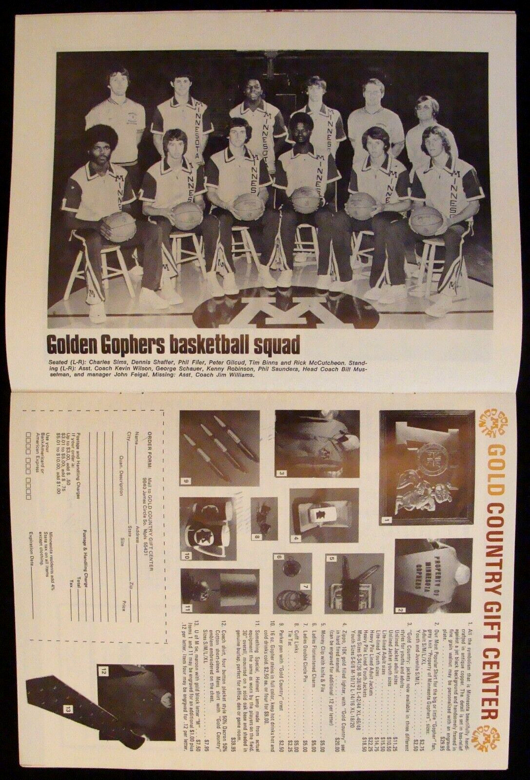 FEB 4, 1974 MINNESOTA GOPHERS V. OHIO STATE BASKETBALL PROGRAM - GEORGE SCHAUER