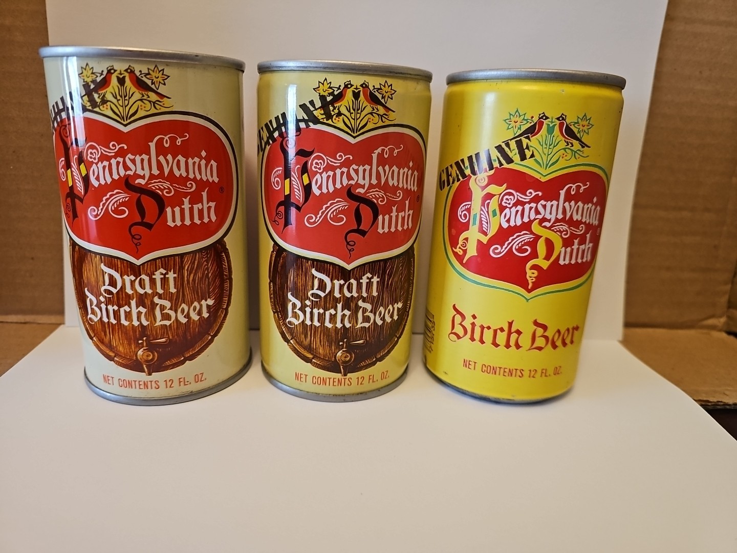 3 Vintage PENNSYLVANIA DUTCH Draft Birch Beer Soda Cans