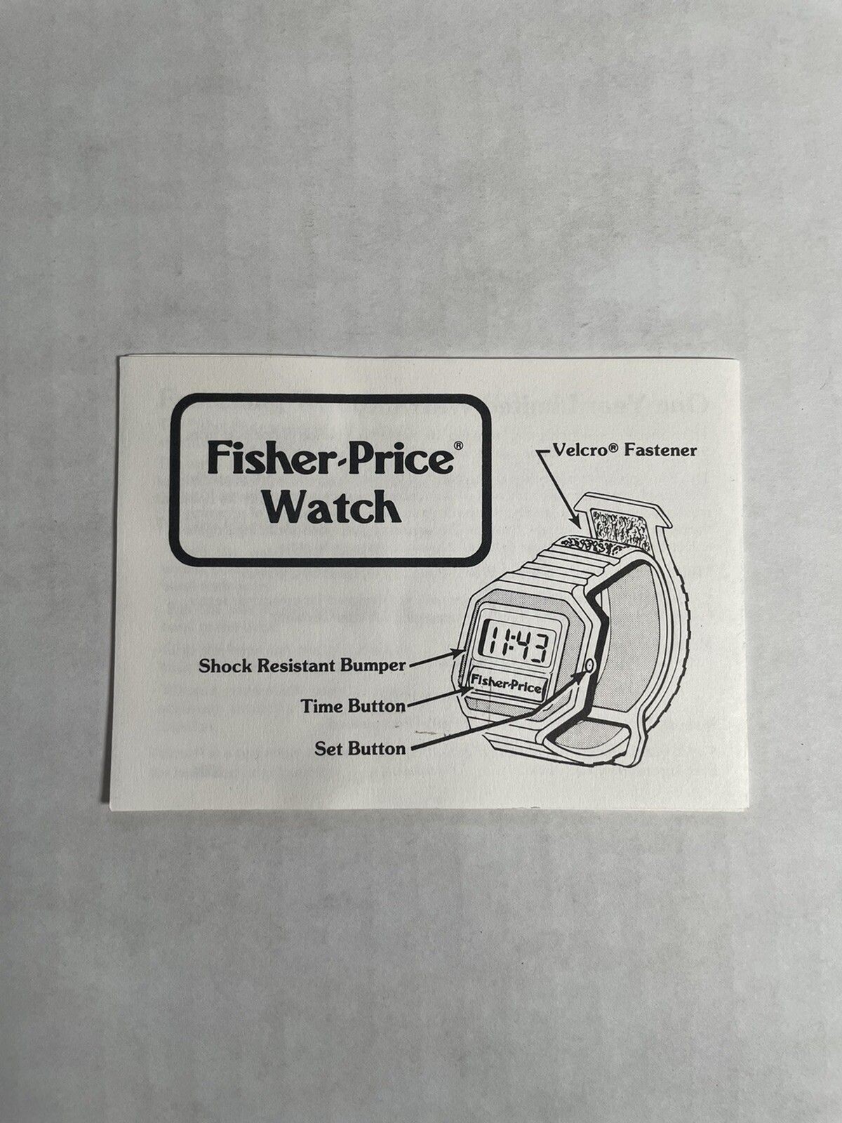 Fisher Price Watch Circa 1986 User Manual Instructions Booklet