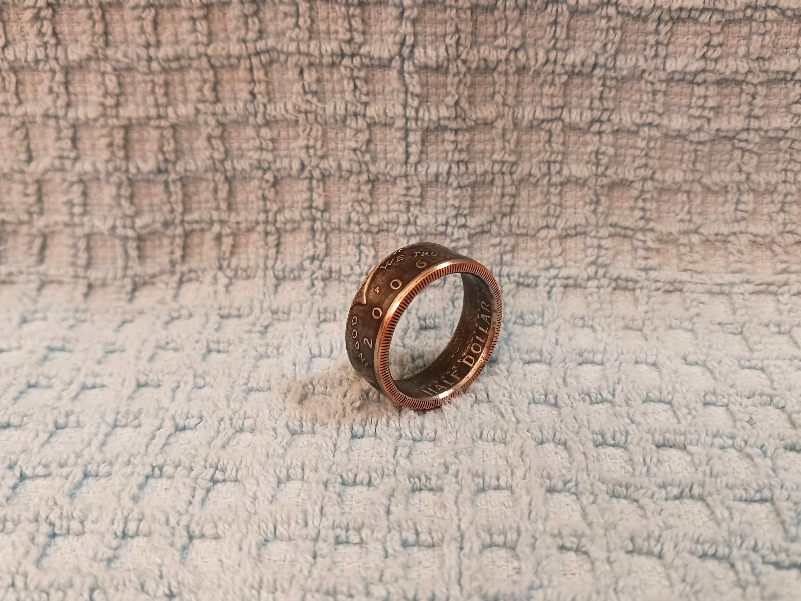 2006 Kennedy Half Dollars  size 11   coin ring  handmade mixed metals