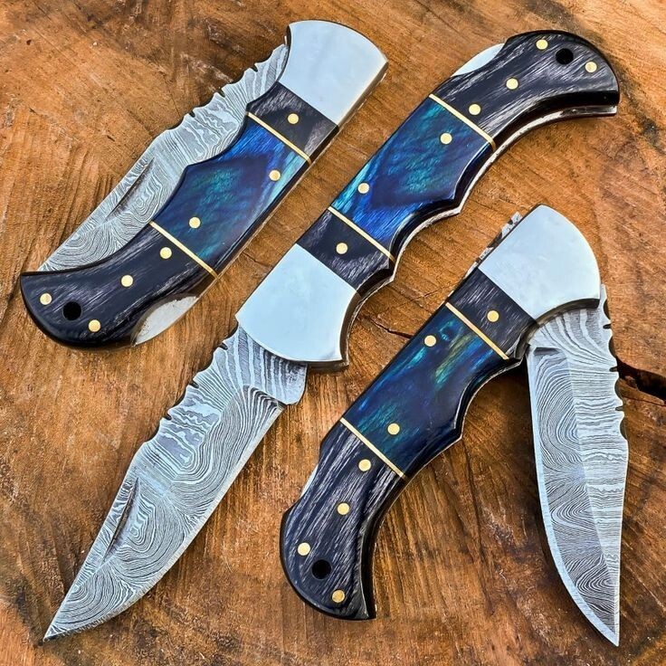 7" Handmade Pocket Knife DAMASCUS STEEL FOLDING KNIFE SURVIVAL HUNTING EDC 2042