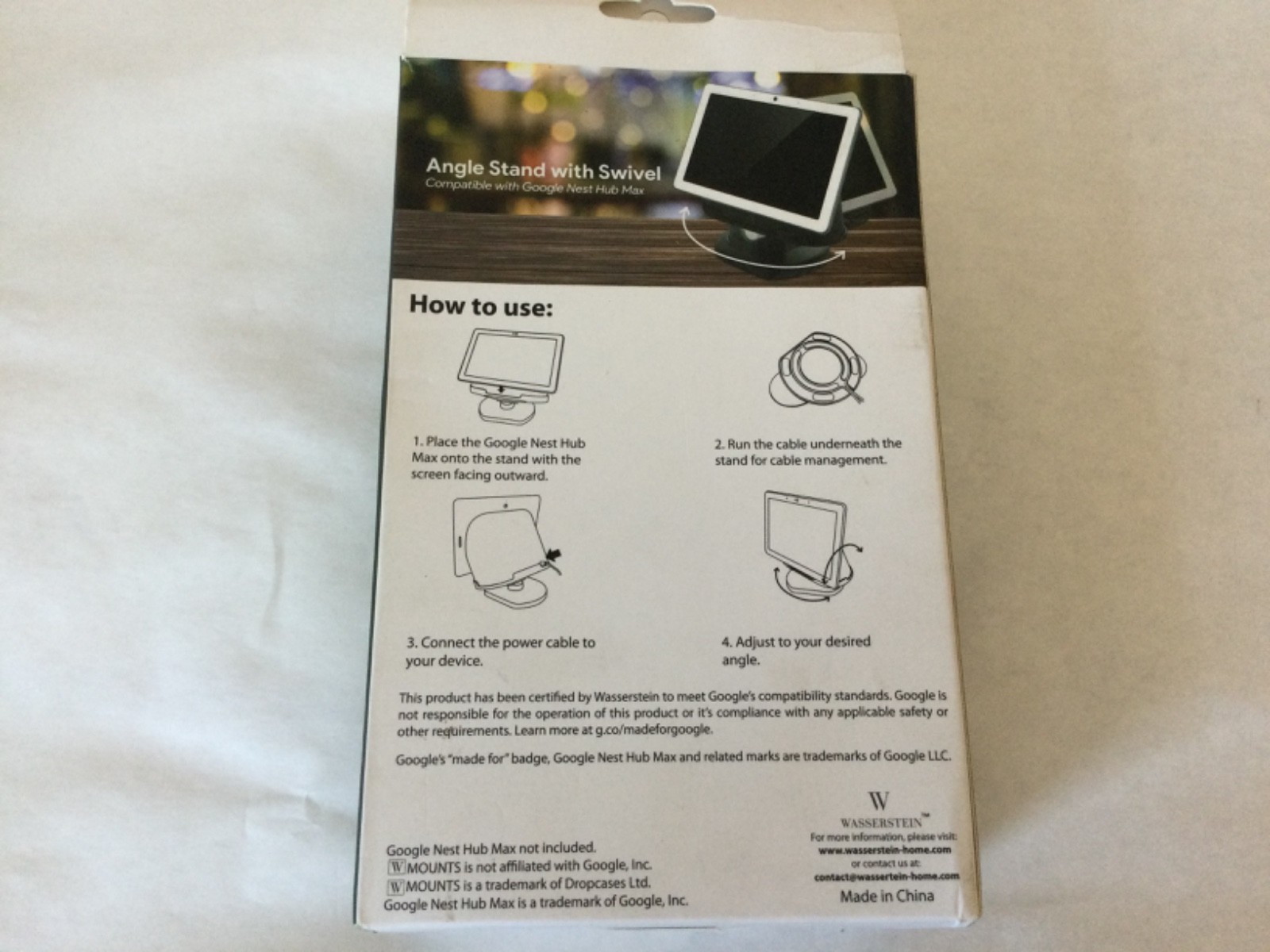 Wasserstein Adjustable Stand for Google Nest Hub Max ( Black )
