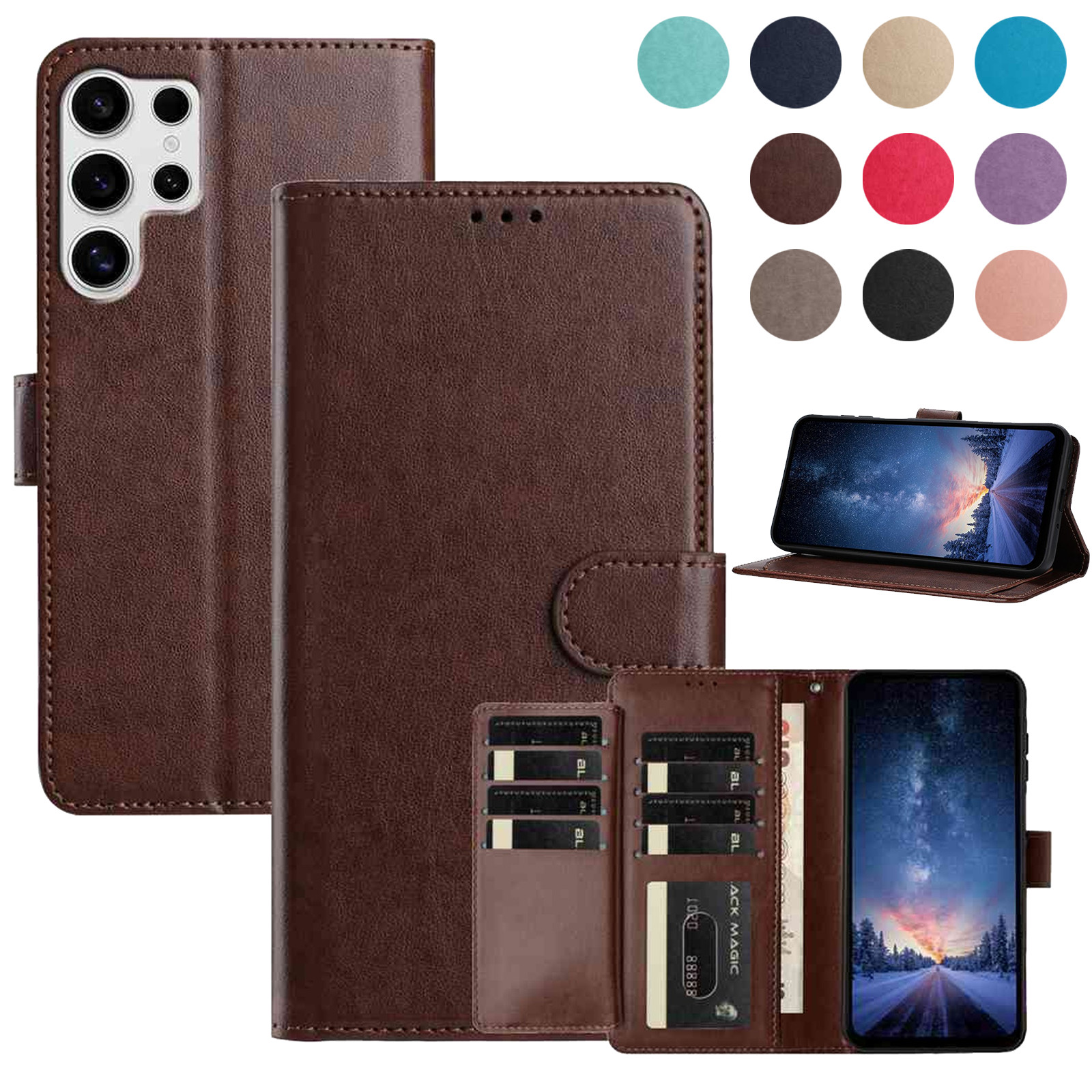 For Samsung Galaxy S26 S25 S24 S23 S22 S21 Ultra Flip Leather Card Wallet Case