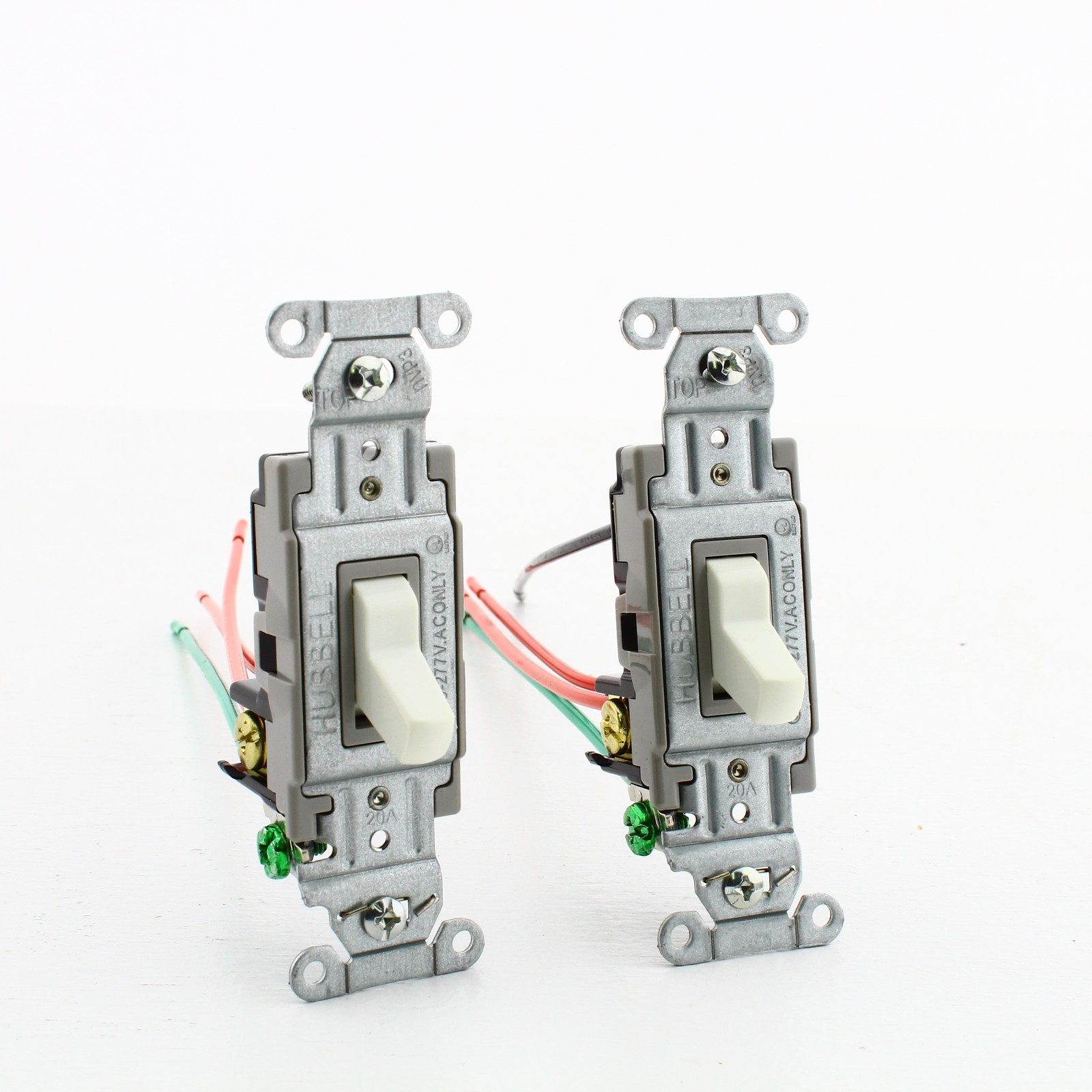 Hubbell CSL120WM2 White 20A 3-Way Commercial Toggle Light Switch Wire Lead 2pcs