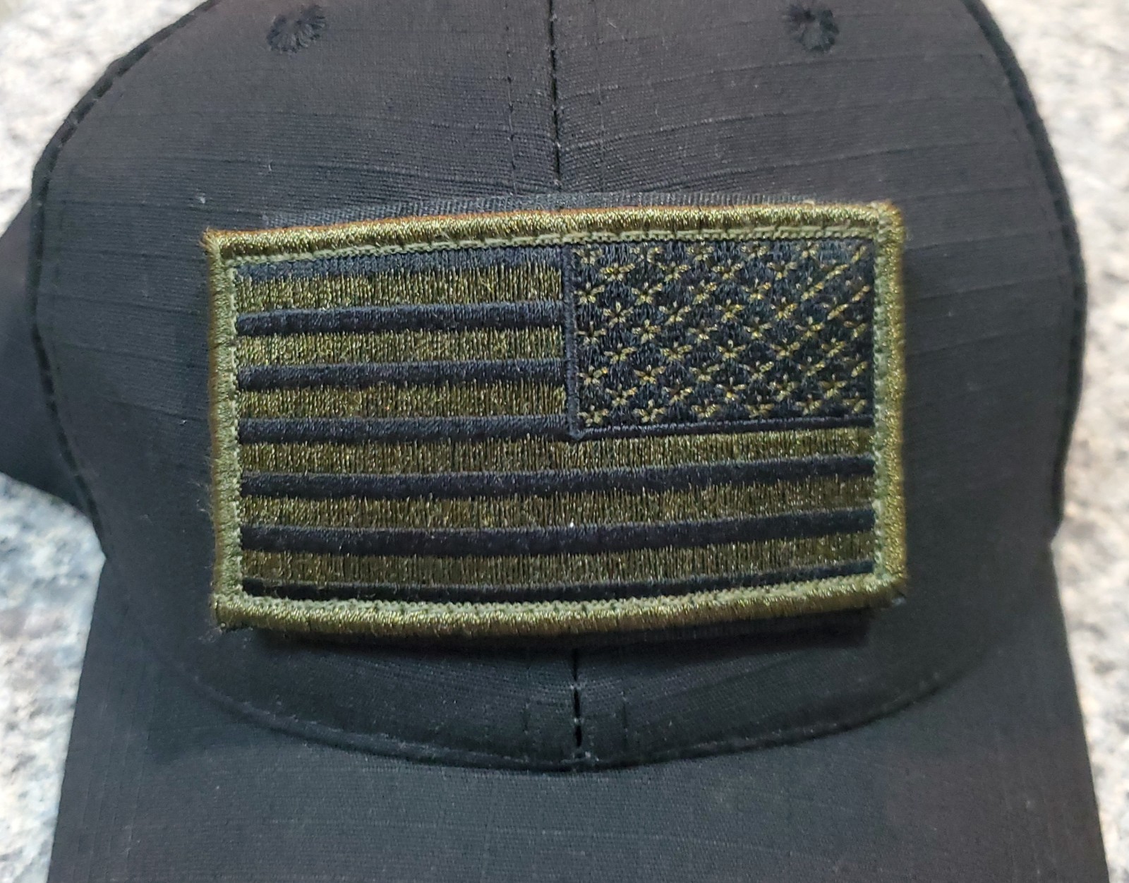 Tactical Morale Patch Baseball Hat Black Hook Loop Front American Flag Patch.