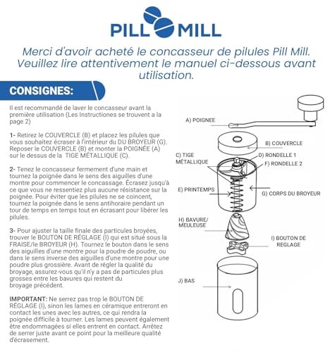 Pill Mill Pill Crusher - Crushes Multiple Tablets To A Fine Powder - M
