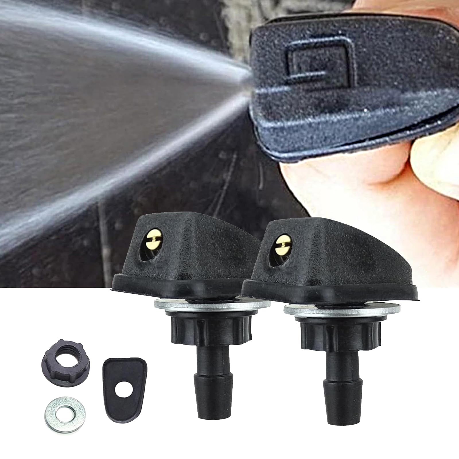 Flygun Pack-2 Car Wiper Nozzles, 0.31" Front Windshield 0.31 inches, Black