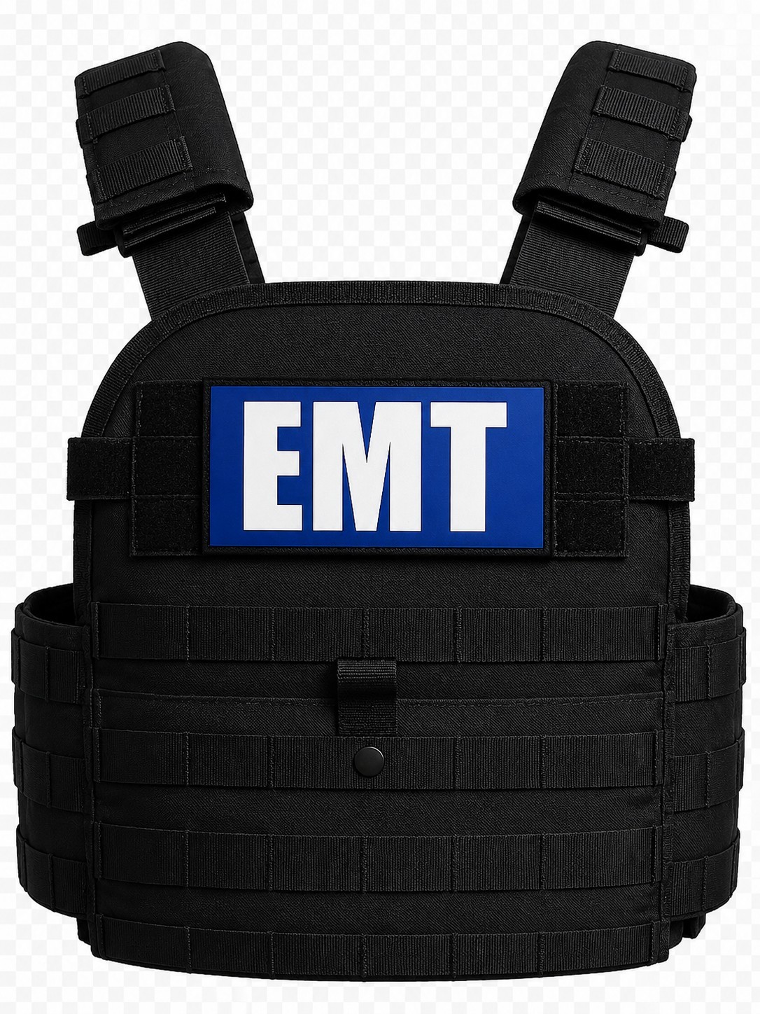 3x6" EMT White On Blue Hook Back Patch For Paramedic EMS Plate Carrier