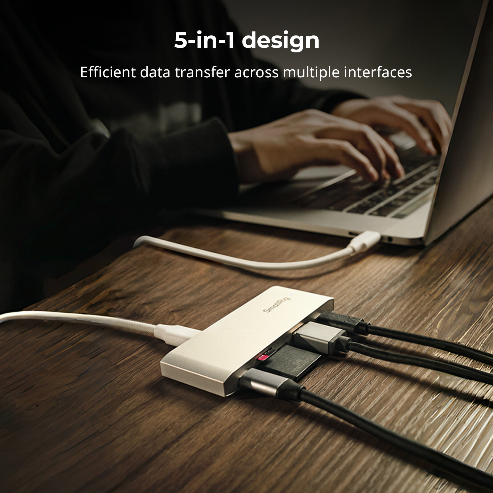 SmallRig 5-in-1 Memory Card Reader, Dual USB-C & SD/TF Card Slots for SD, SDHC