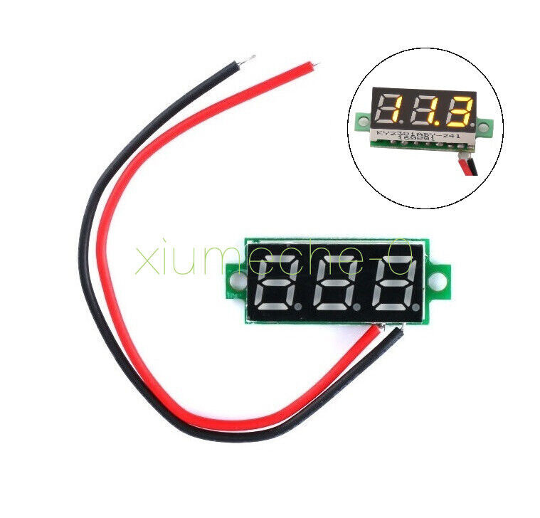 Yellow 0.28" 2 Wire Mini DC Digital Panel Voltmeter Panel Mount LED Voltage
