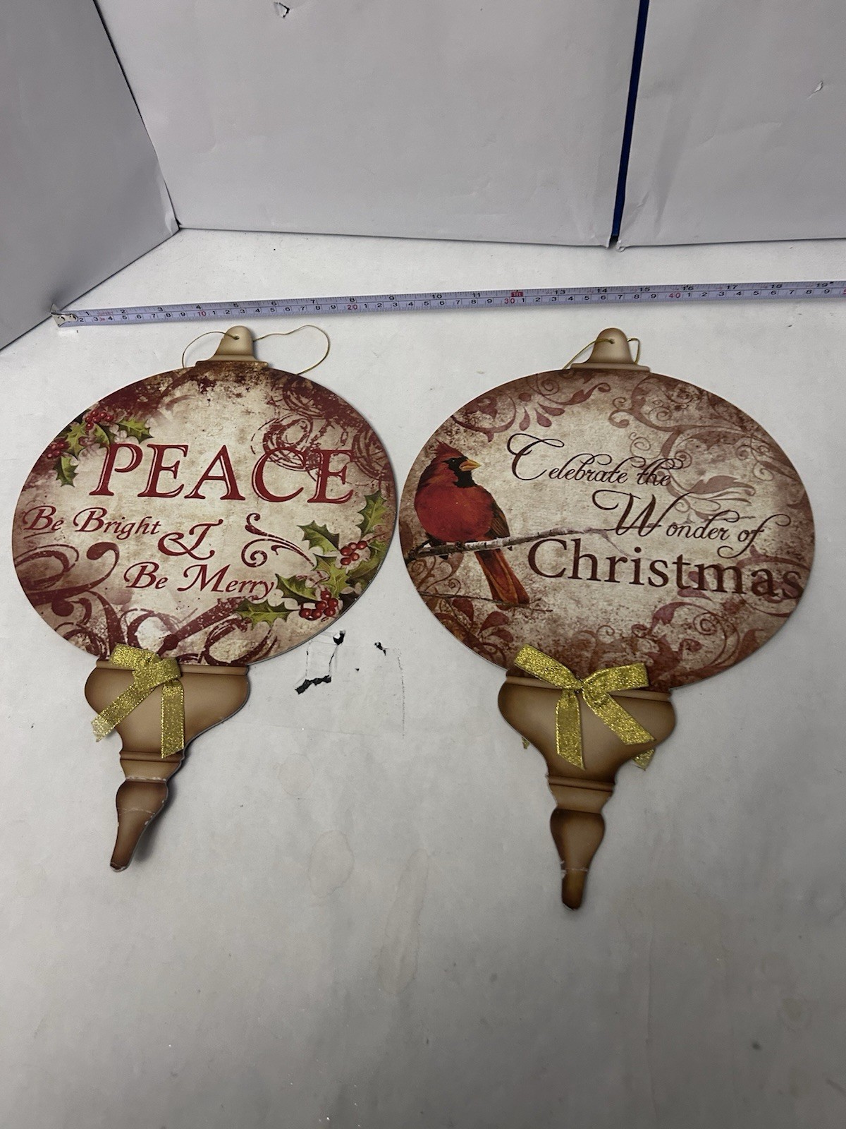 Christmas Wall/Door Decor 2 Cardboard ornaments "celebrate the wonder of christm