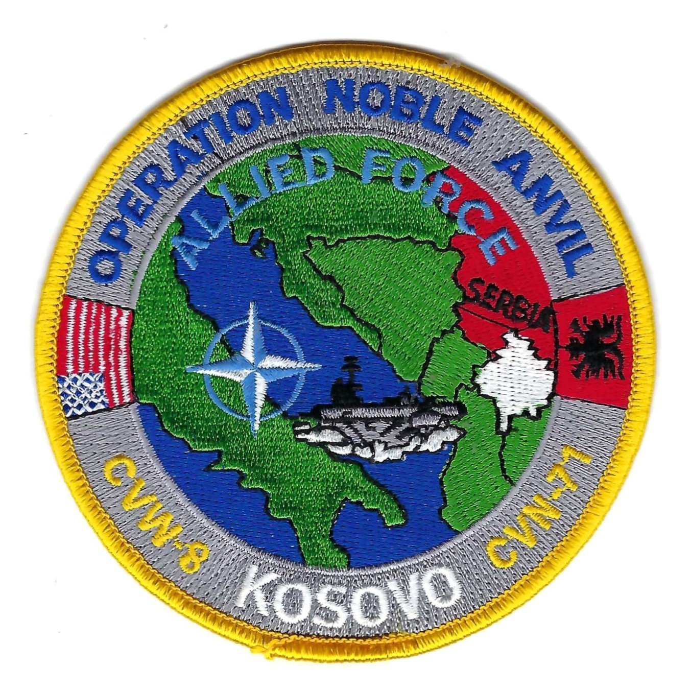 ORIGINAL 90's CVN-71 USS T.ROOSEVELT "OPERATION NOBLE ANVIL-KOSOVO" patch