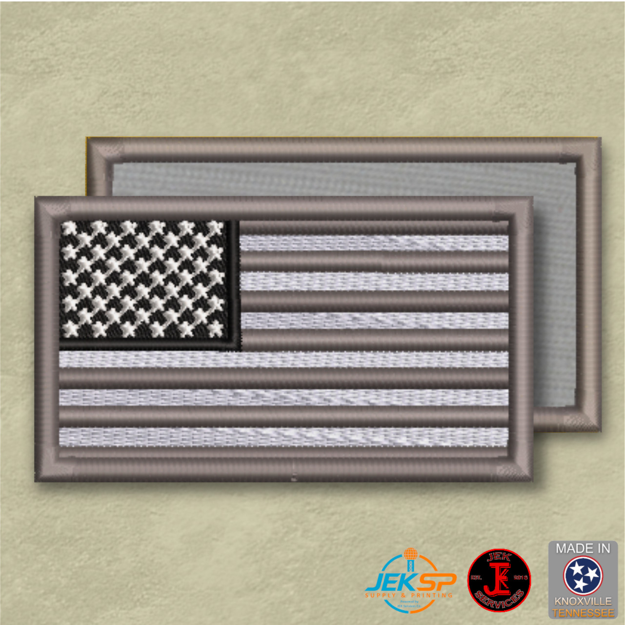 Tactical American Flag Patch, 2x3.5" Subdued Dark Gray | VELCRO® Brand Fastener