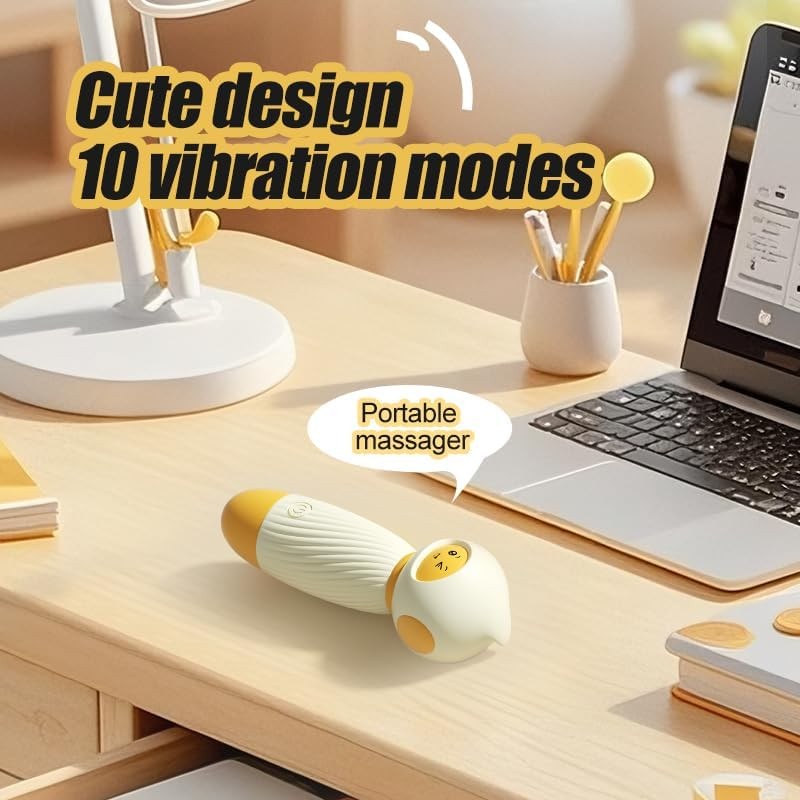 Cute Cartoon Mini Massager - Handheld USB Rechargeable & Quiet - 10 Patterns Per