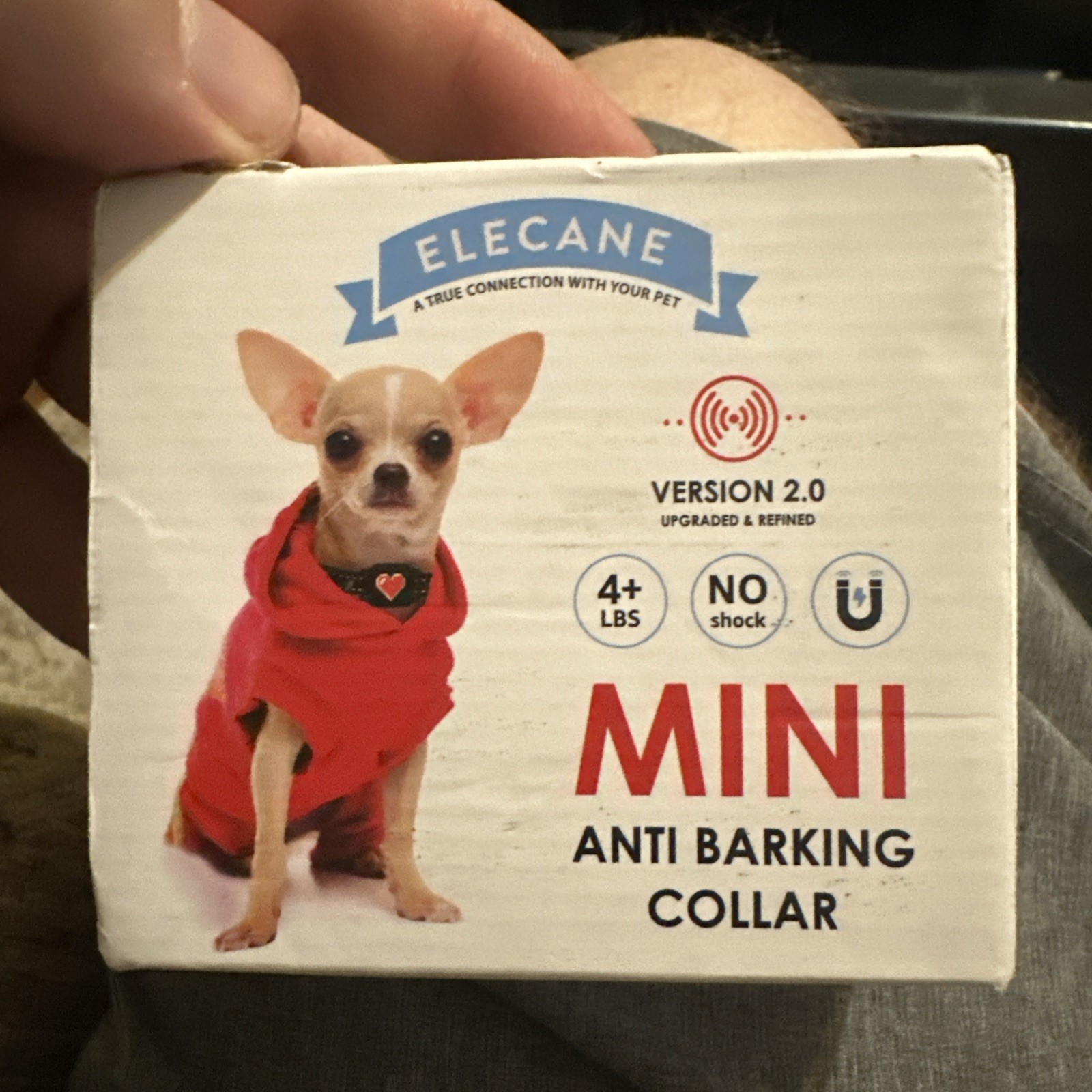 ELECANE MINI Anti Barking Collar Small Dog 4+ lbs No Shock Sound Vibration blue