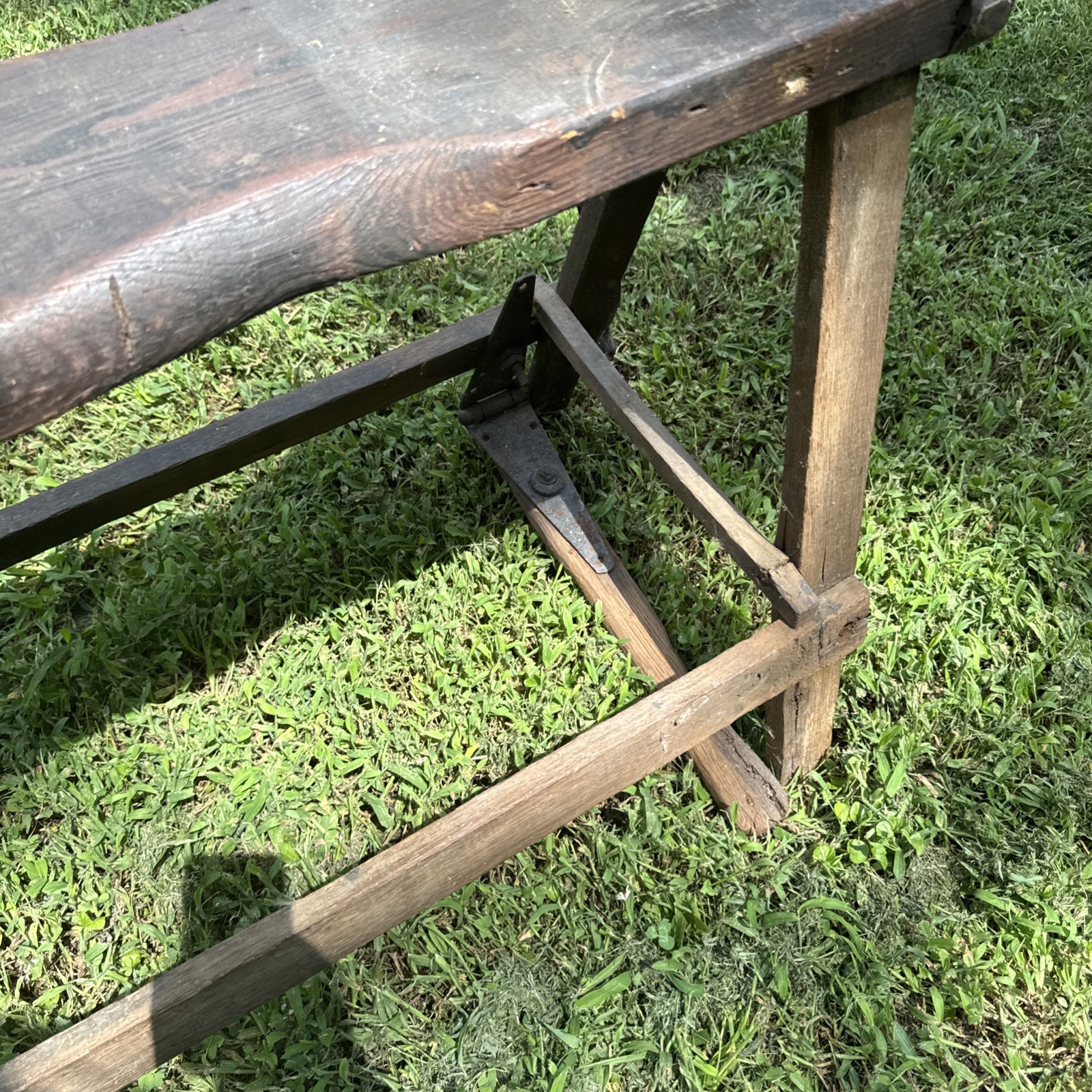 Antique Primitive Saddlemaker's Bench Stool Harness Leather Maker's Bench.