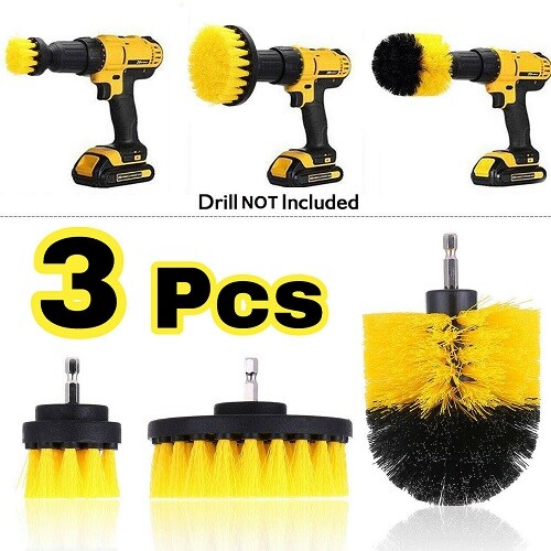 Drill Brushes Set 3pcs Tile Grout Power Scrubber Cleaner Spin Tub Shower Wall
