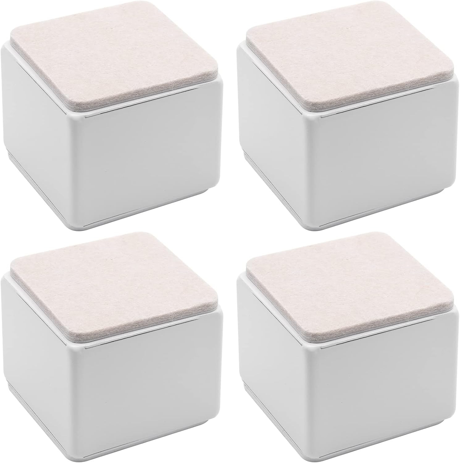 4 Pcs Self-Adhesive Furniture Bed Risers, Square Heavy Duty Carbon Steel Table S
