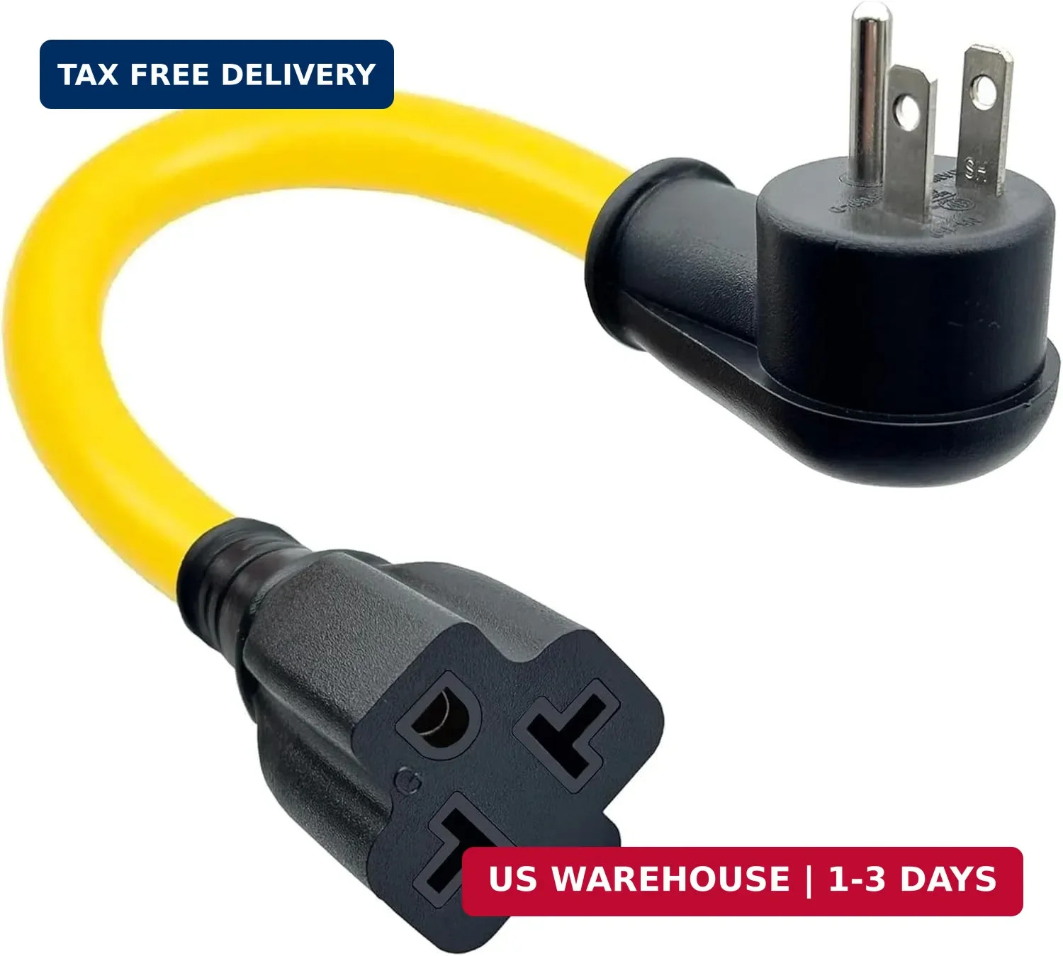 Outdoor 12AWG 1Ft 15 Amp Household to 20 Amp AC Power Adapter Cable | ETL NEMA 5