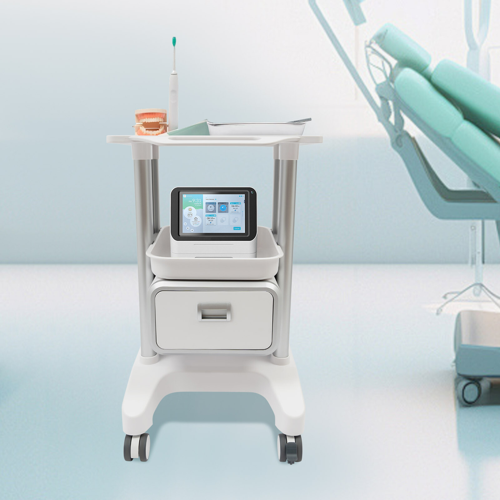 Medical Trolley with Wheels Mobile Trolley for Cosmetic Instruments Rolling Tool