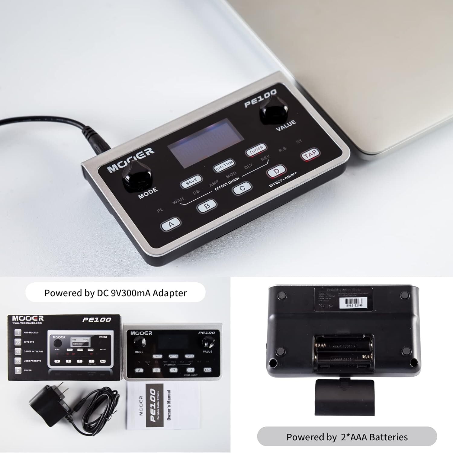 Guitar Practice Pedal PE100 - Touch Controls, Quick Recall & 40 Drum Patterns