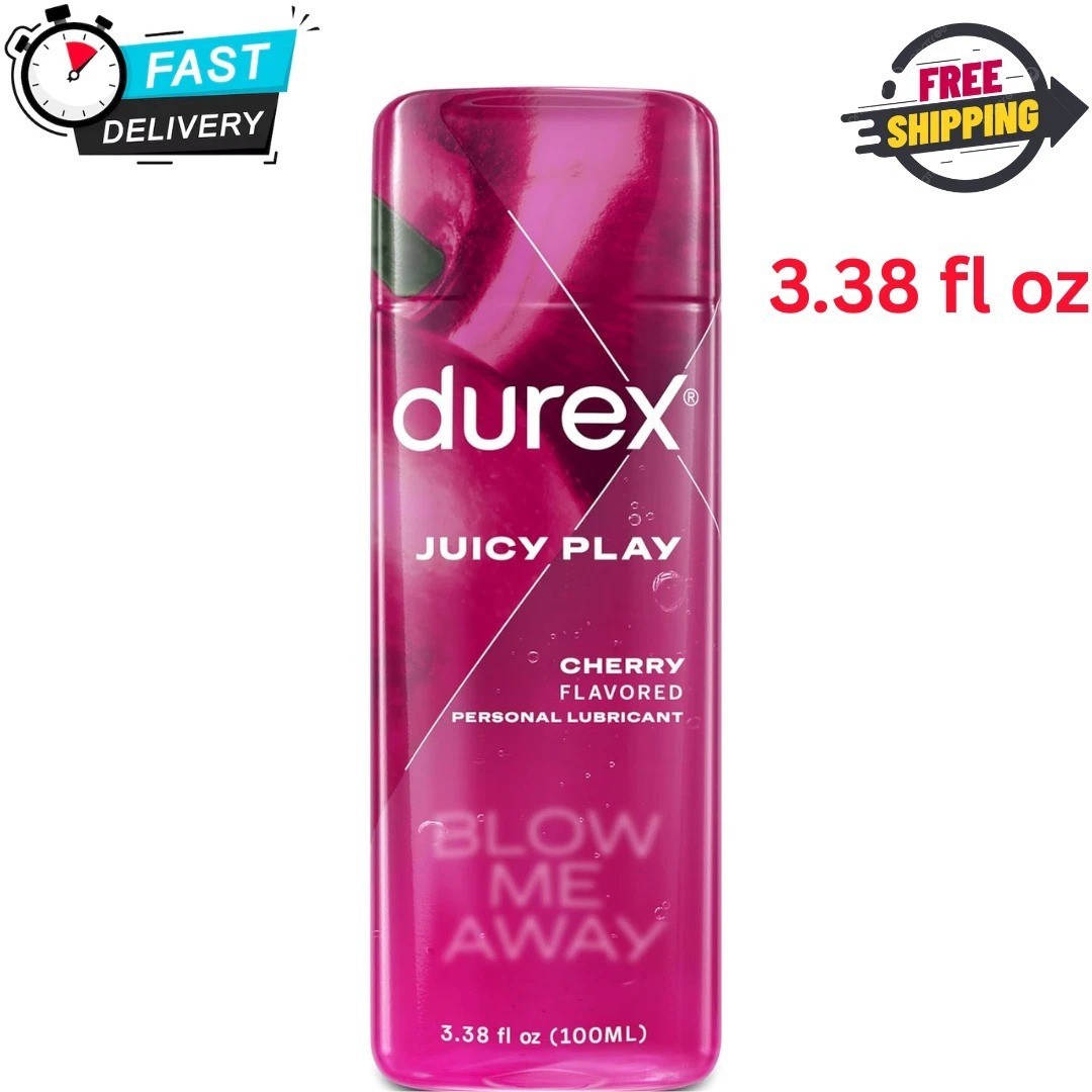 Durex Water Based Lube for Sex, Cherry Flavored Lube Sex Lubricant 3.38 fl oz