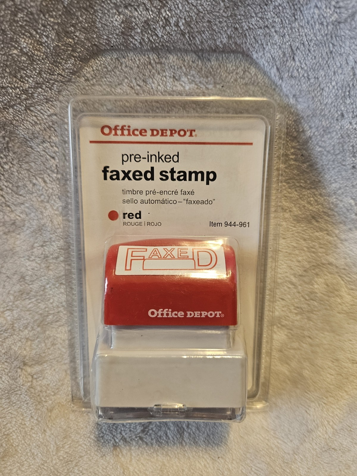 Office Depot  Pre-Inked Rubber Stamp Red Ink, Faxed, Quick-Dry, New Sealed