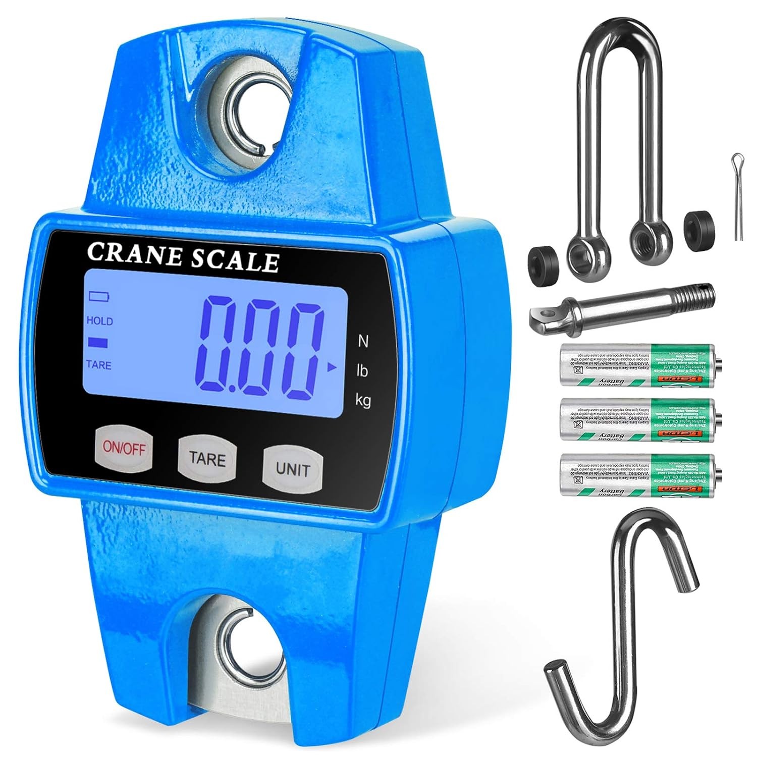 Digital Crane Scale 660lbs / 300kg Industrial Heavy-Duty Hanging Scale