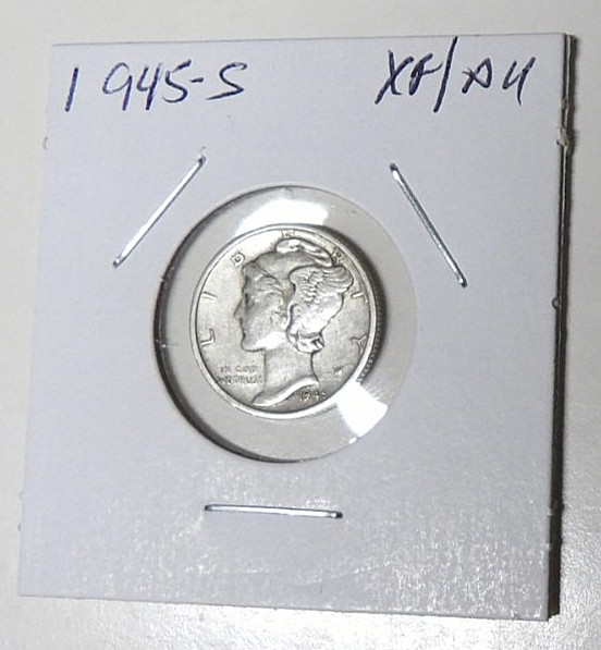 1945-S Mercury Silver Dime XF/AU San Francisco Mint (92525)