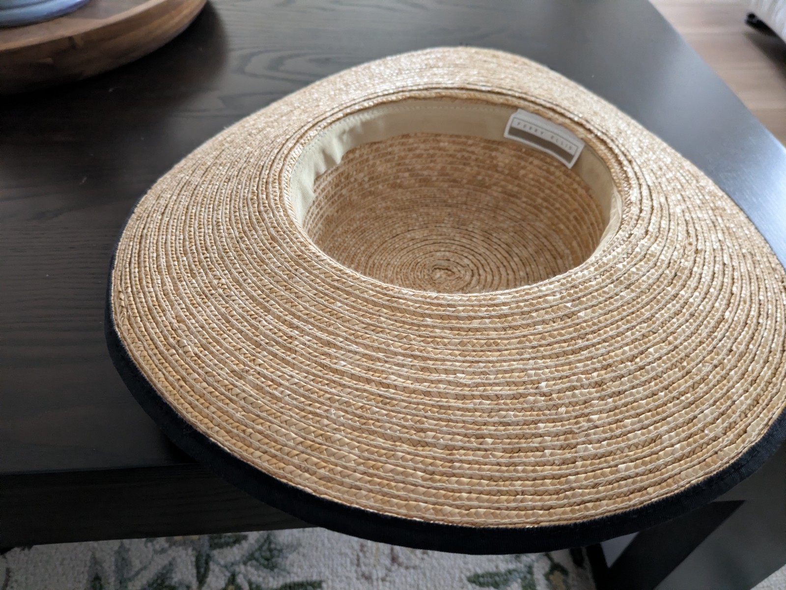 Perry Ellis Raffia Straw Hat Boater Style Womens With Bow