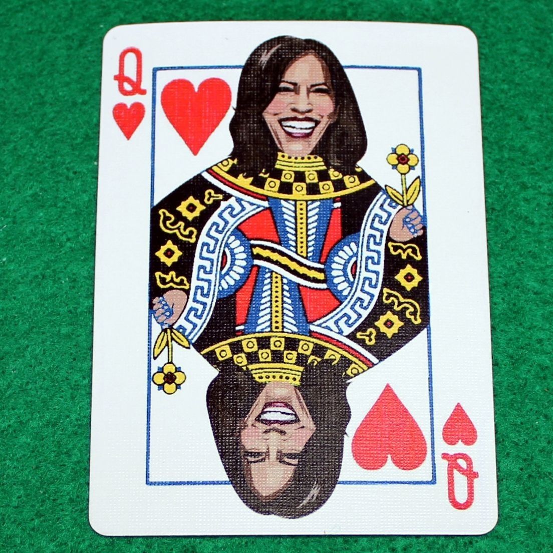 Queen of Hearts - Kamala Harris, Bicycle Printed Gaff Card, Red