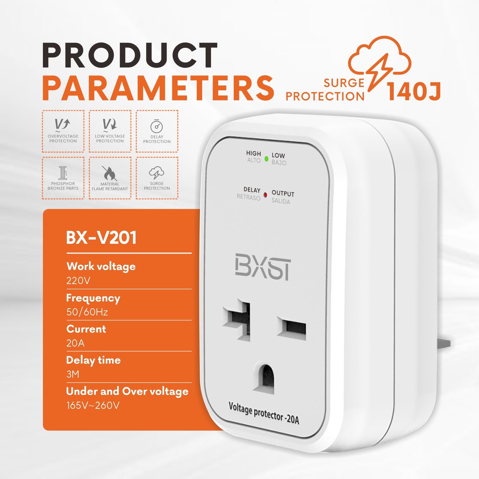 220V Surge Protector Electronic Voltage Protector for Home Appliance Surge Pr...