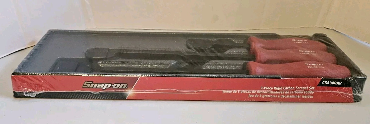 Snap On Tools 3pc Set Scraper Reach Handle Gasket Rigid Carbon NEW