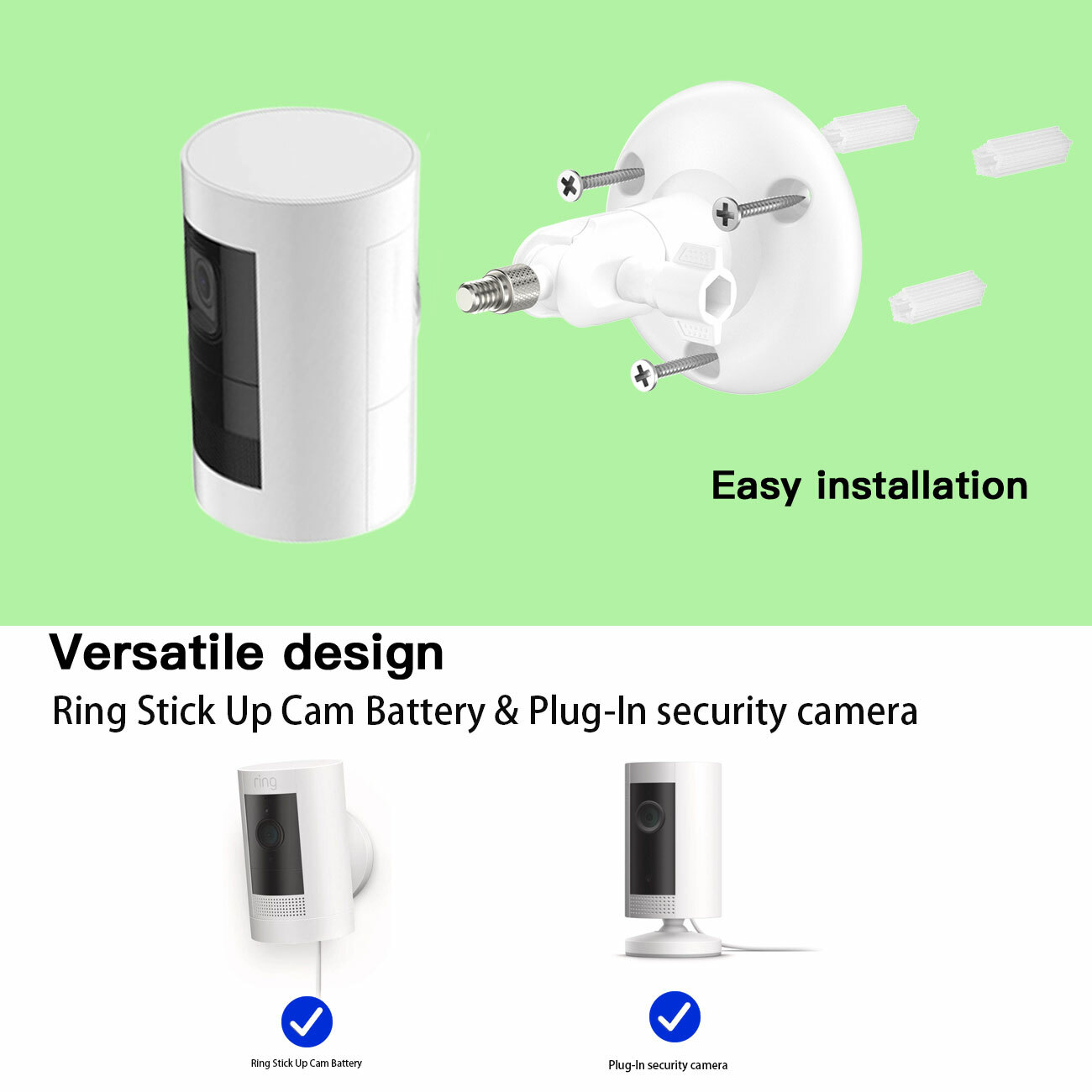 HOLACA Wall Mount for Ring Stick Up Cam Battery/ Elite HD Security Camera 3pack