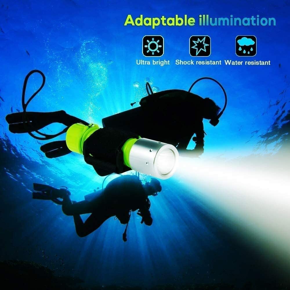 2PC LED Scuba Diving Flashlight Underwater 65ft Waterproof Torch Dive Light Lamp