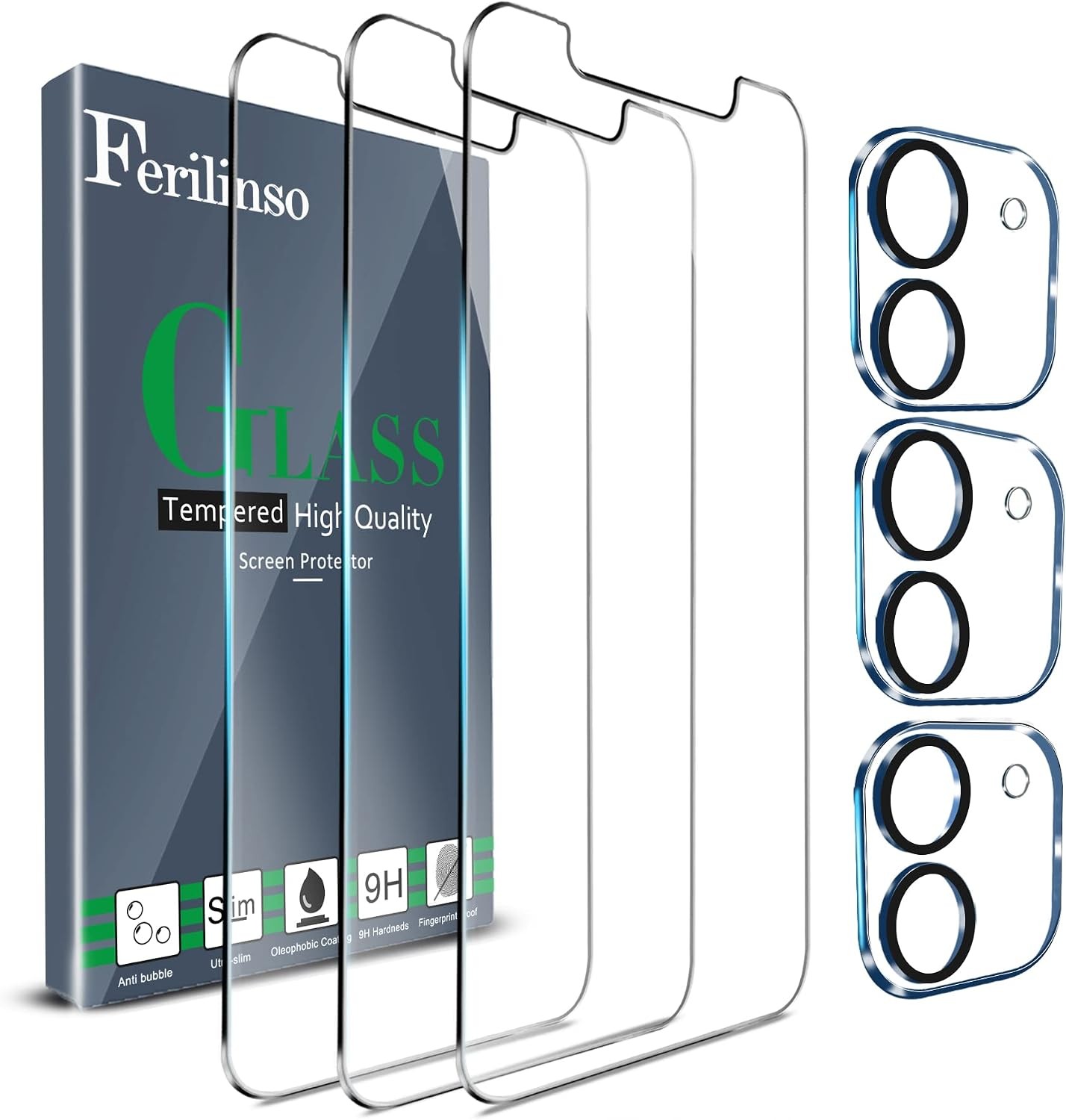 3 Pack Screen Protector for iPhone 11 with 3 Pack Tempered Glass Camera Lens