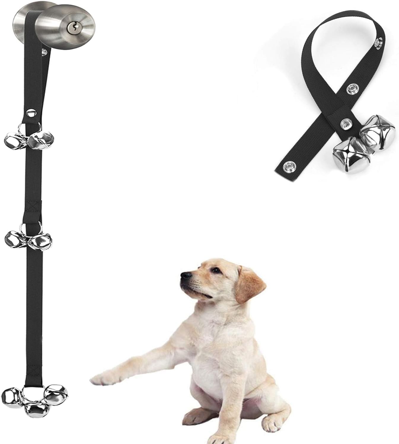Adjustable dog door bells pet potty training door hanging bells