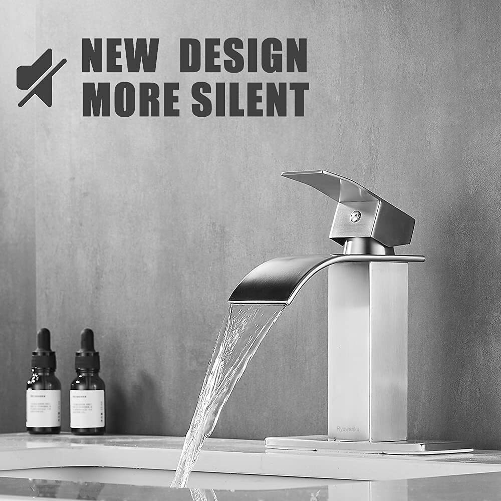 Waterfall Bathroom Sink Faucet Basin Lavatory Single Handle Mixer Tap W/6''Cover