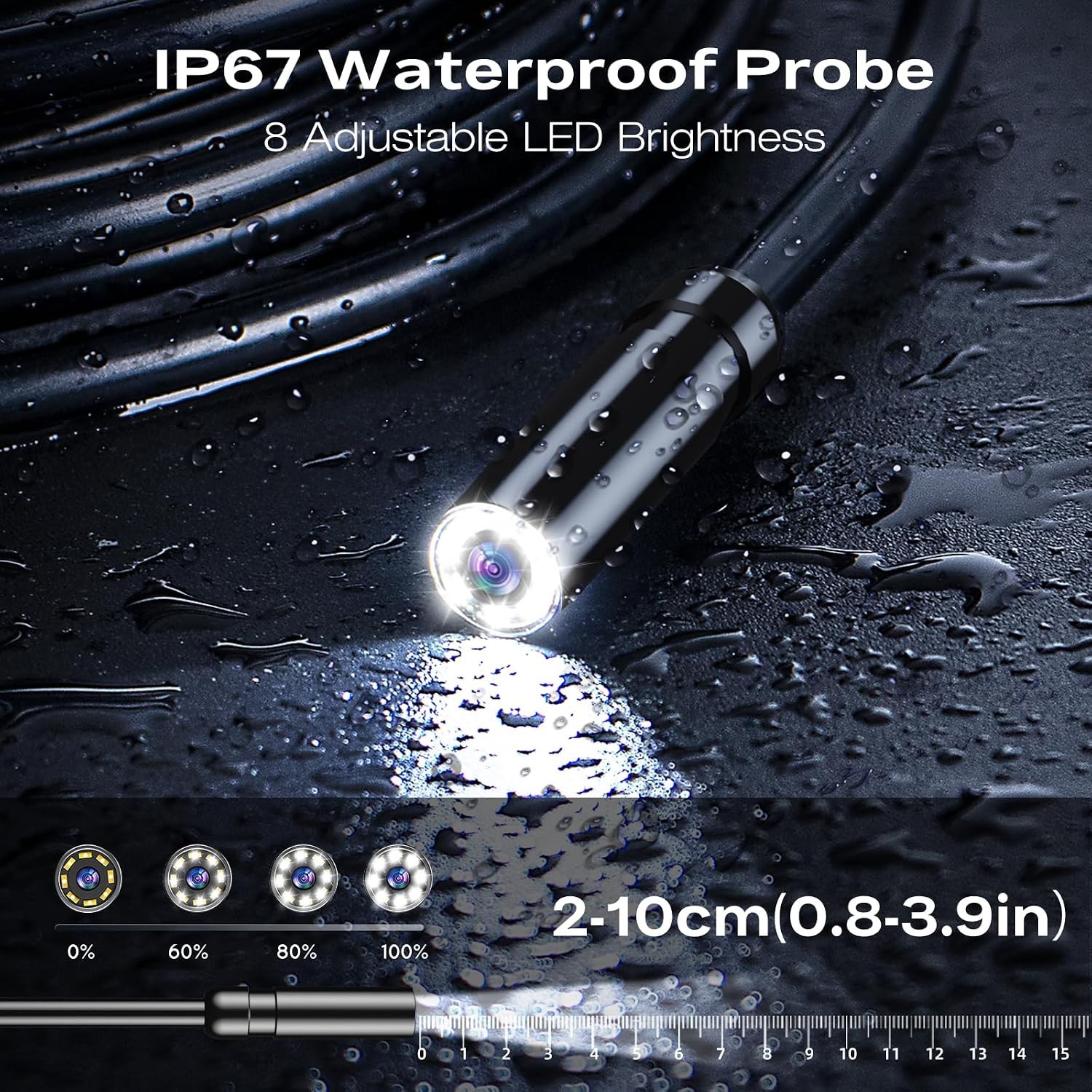 Endoscope Camera with Light, 1920P HD Borescope Inspection Camera with 4.3" I...