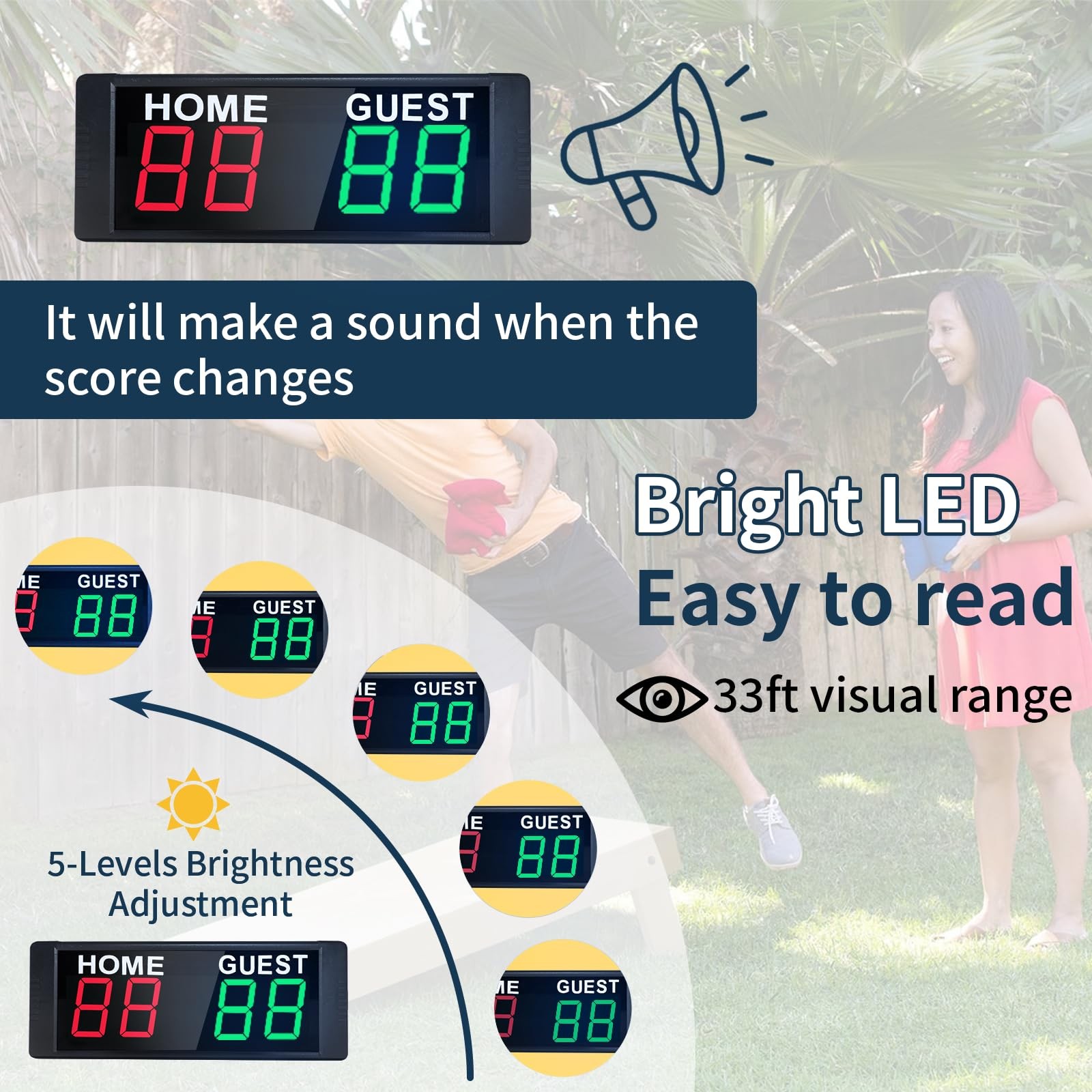 LED Portable Digital Scoreboard, Tabletop Electronic Scoreboard with Remote, ...